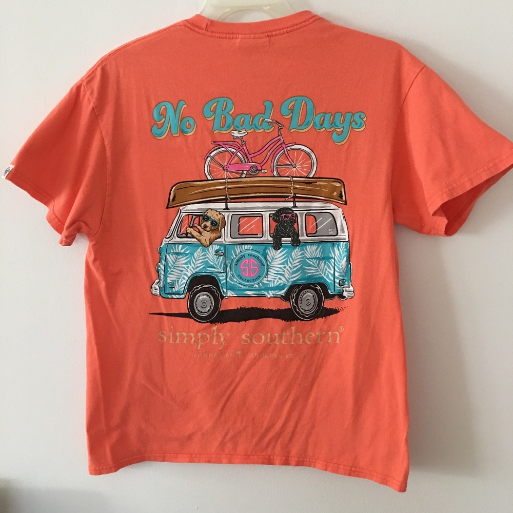 "No Bad Days" Simply Southern Beach Dogs Van Orange T-Shirt